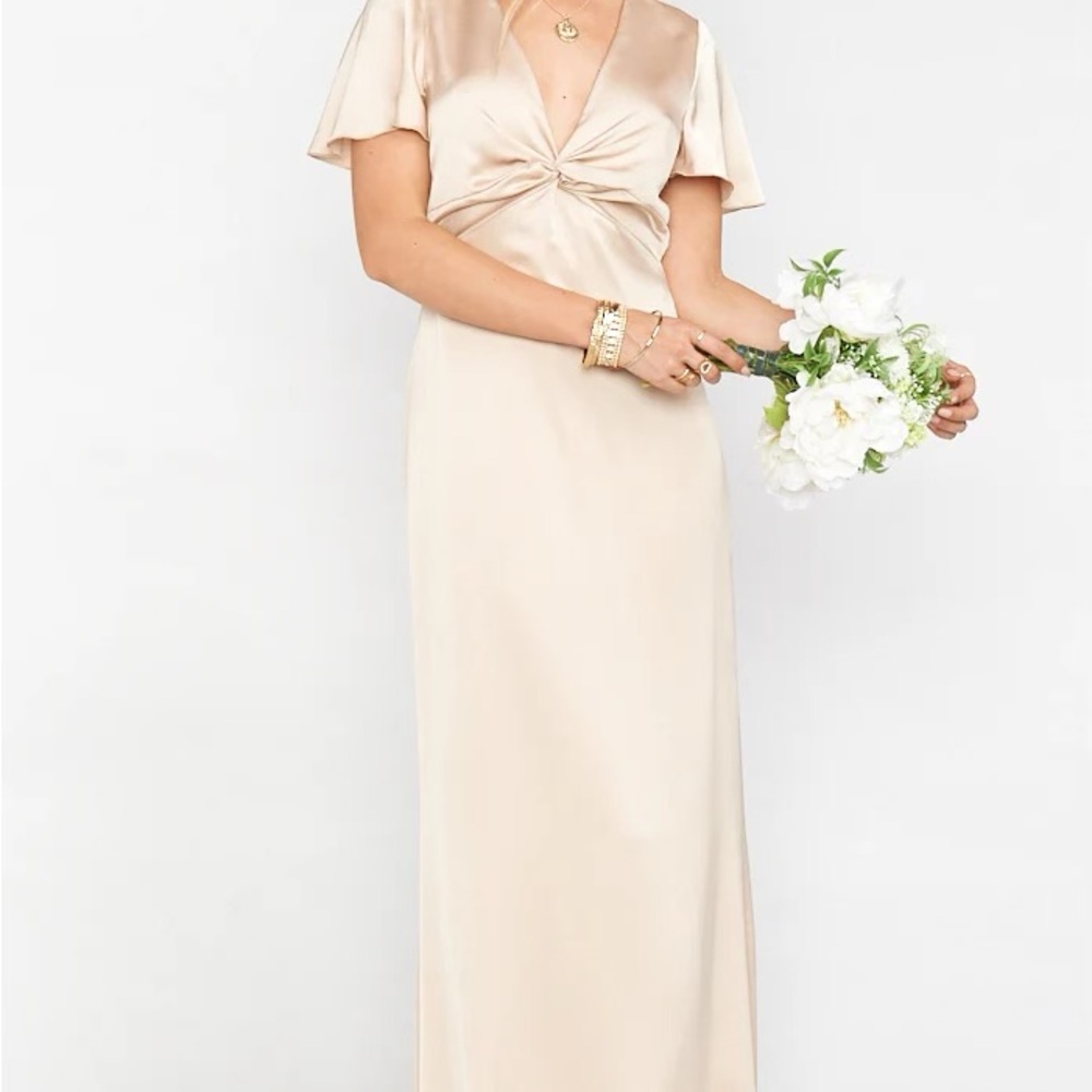 Champagne Luxe Satin Rome Twist Gown, Show Me Your Mumu - Medium